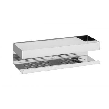 Suportaccesorii baie, Wenko, Turbo-Loc, Genova Shine, 30 x 8 x 10.5 cm, inox, gri
