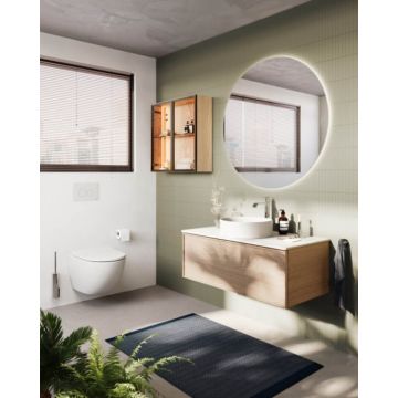 Edge Unitate de baza lavoar baie 100cm, cu 1 drawer, cu lavoar tip bol blat ceramica baie, light mocha   67178