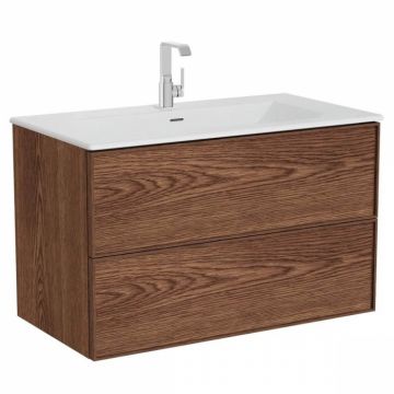 Edge Unitate de baza lavoar baie 100cm, cu 2 drawers, cu Lavoar   chiuveta baie tip vanity, walnut   67156