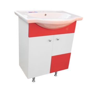 Masca chiuveta / lavoar baie Selena  cu 2 sertare  70 cm  alb-rosu