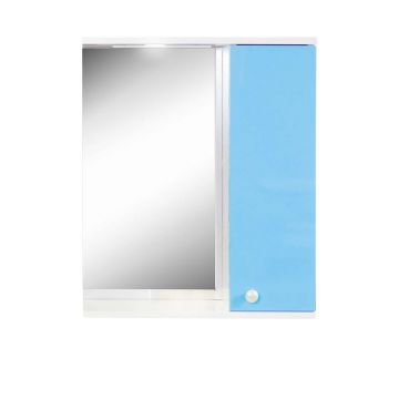 Oglinda baie cu dulap  polita si decupaj pentru spot Selena  55x67 cm  bleu