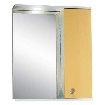 Oglinda baie cu dulap  polita si decupaj pentru spot Selena  55x67 cm  crem