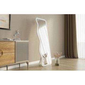 Oglinda decorativa, Siam, Asel, 50x160x2 cm, MDF , Alb