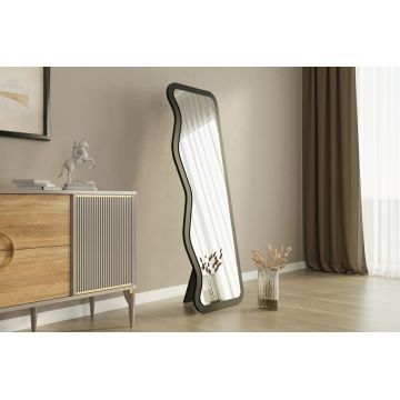 Oglinda decorativa, Siam, Asel, 50x160x2 cm, MDF , Negru