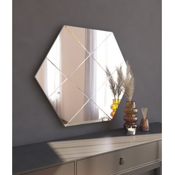 Oglinda decorativa, Siam, Assa, 70x60x2 cm, MDF , Alb