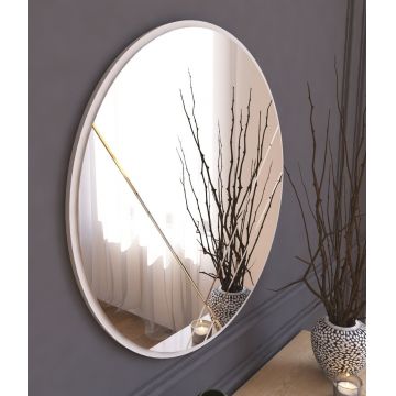 Oglinda decorativa, Siam, Iuydu, 60x60x2 cm, MDF , Alb