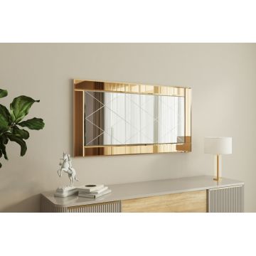 Oglinda decorativa, Siam, Pierre, 60x120x2 cm, MDF , Bronz / Alb