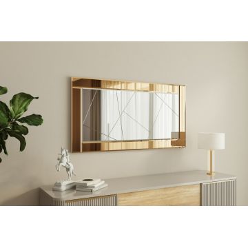 Oglinda decorativa, Siam, Pierre, 60x120x2 cm, MDF , Bronz / Alb