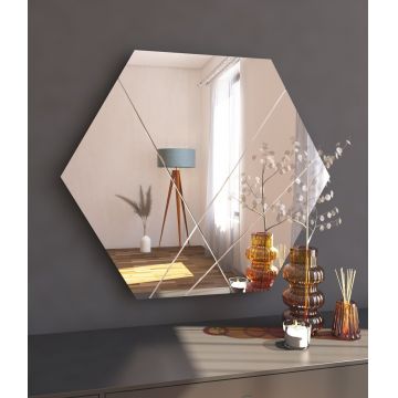 Oglinda decorativa, Siam, Saga, 70x60x2 cm, MDF , Alb