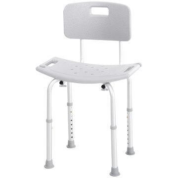 Scaun de dus HOMCOM din Aluminiu si Plastic, Inaltime reglabila 8 Niveluri 71-78.5cm Picioruse antiderapante | Aosom Romania