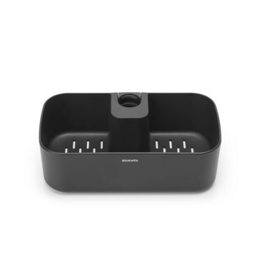 Suport baie cu montaj pe bara de dus, Brabantia, Caddy Dark Grey, 24.4x13.3x7.5 cm, polipropilena, gri inchis