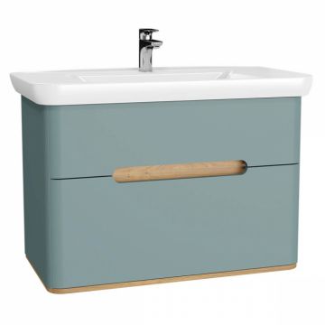Unitate de baza lavoar baie 100cm, cu 2 drawers, fara legs, mat fjord green   65878