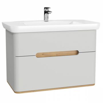 Unitate de baza lavoar baie 100cm, cu 2 drawers, fara legs, mat gri deschis   65990