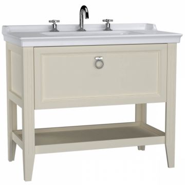 Unitate de baza lavoar baie 100cm, cu drawer, cu vanity lavoar   chiuveta baie 3 orificii pentru robinet, mat ivory   62194