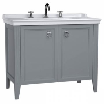 Unitate de baza lavoar baie 100cm, cu usi, cu chiuveta vanity 3 orificii pentru robinet, mat grey   62166