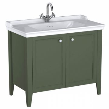 Unitate de baza lavoar baie 100cm, cu usi, cu vanity lavoar   chiuveta baie cu orificiu baterie, retro green   65806