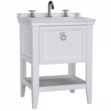 Unitate de baza lavoar baie, 65cm, cu drawer, cu vanity lavoar   chiuveta baie 3 orificii pentru robinet, alb mat   62186