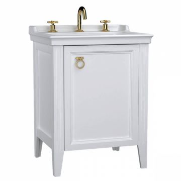Unitate de baza lavoar baie, 65cm, cu usi, cu chiuveta vanity 3 orificii pentru robinet, alb mat, dreapta   62262