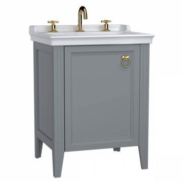 Unitate de baza lavoar baie, 65cm, cu usi, cu chiuveta vanity 3 orificii pentru robinet, mat grey, dreapta   62263