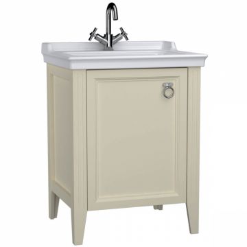 Unitate de baza lavoar baie, 65cm, cu usi, cu chiuveta vanity cu orificiu baterie, mat ivory, stanga   62152