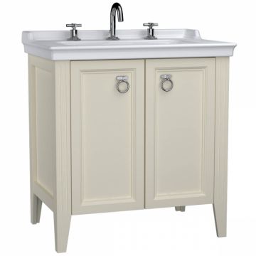 Unitate de baza lavoar baie 80cm, cu usi, cu chiuveta vanity 3 orificii pentru robinet, mat ivory   62164