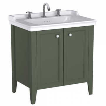 Unitate de baza lavoar baie 80cm, cu usi, cu vanity lavoar   chiuveta baie 3 orificii pentru robinet, retro green   65836