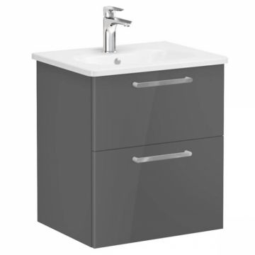 Unitate de baza lavoar baie, cu doua sertare 60cm inalt gloss anthracite, cu rounded lavoar   chiuveta baie   66293