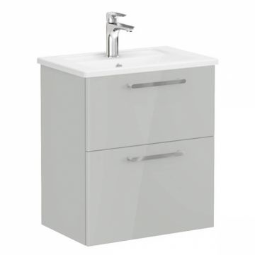 Unitate de baza lavoar baie, cu doua sertare, compact 60cm inalt gloss pearl grey, cu angular lavoar   chiuveta baie   68091