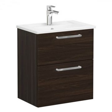 Unitate de baza lavoar baie, cu doua sertare, compact 60cm walnut, cu angular lavoar   chiuveta baie   68098