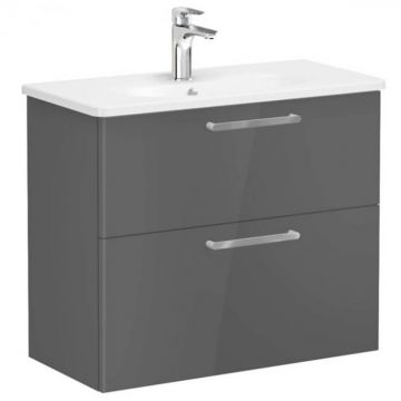 Unitate de baza lavoar baie, cu doua sertare, compact 80cm, inalt gloss anthracite, cu rounded lavoar   chiuveta baie   68122