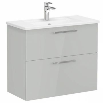 Unitate de baza lavoar baie, cu doua sertare, compact 80cm, inalt gloss pearl grey, cu angular lavoar   chiuveta baie   68111