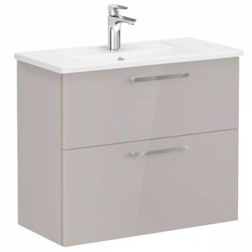 Unitate de baza lavoar baie, cu doua sertare, compact 80cm, inalt gloss sahara beige, cu angular lavoar   chiuveta baie   68113