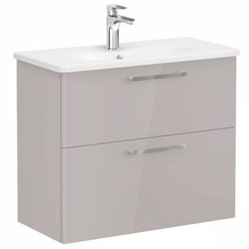 Unitate de baza lavoar baie, cu doua sertare, compact 80cm, inalt gloss sahara beige, cu rounded lavoar   chiuveta baie   68123