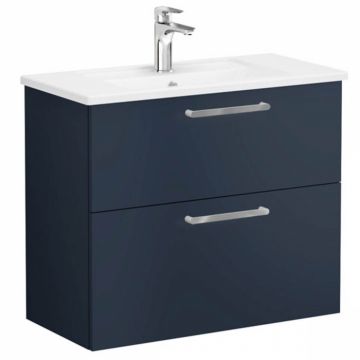 Unitate de baza lavoar baie, cu doua sertare, compact 80cm, mat dark albastru, cu angular lavoar   chiuveta baie   68116