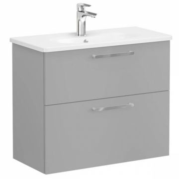 Unitate de baza lavoar baie, cu doua sertare, compact 80cm, mat rock grey, cu rounded lavoar   chiuveta baie   68124