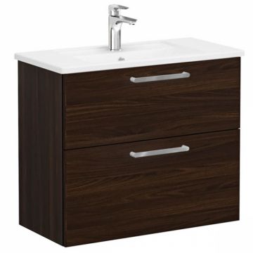 Unitate de baza lavoar baie, cu doua sertare, compact 80cm, walnut, cu angular lavoar   chiuveta baie   68118