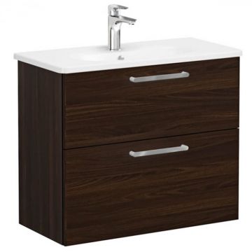 Unitate de baza lavoar baie, cu doua sertare, compact 80cm, walnut, cu rounded lavoar   chiuveta baie   68128