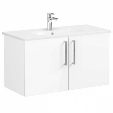 Unitate de baza lavoar baie, cu usi 100cm, inalt gloss alb, cu rounded lavoar   chiuveta baie   66319