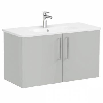 Unitate de baza lavoar baie, cu usi 100cm, inalt gloss pearl grey, cu rounded lavoar   chiuveta baie   66323