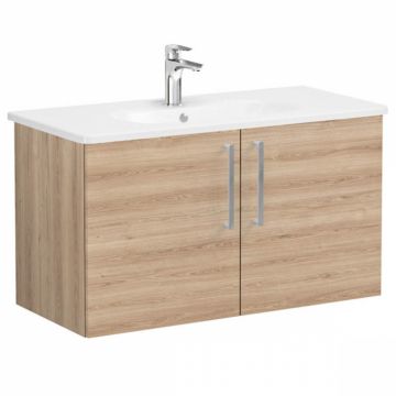 Unitate de baza lavoar baie, cu usi 100cm, natural oak, cu rounded lavoar   chiuveta baie   66315