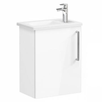 Unitate de baza lavoar baie, cu usi, 45cm, compact, cu dreapta orificiu pentru baterie, inalt gloss alb, cu angular lavoar   chiuveta baie stanga   66342