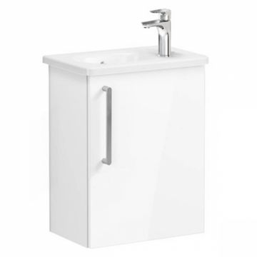 Unitate de baza lavoar baie, cu usi, 45cm, compact, cu dreapta orificiu pentru baterie, inalt gloss alb, cu rounded lavoar   chiuveta baie dreapta   66331