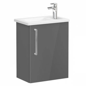 Unitate de baza lavoar baie, cu usi, 45cm, compact, cu dreapta orificiu pentru baterie, inalt gloss anthracite, cu angular lavoar   chiuveta baie dreapta   66328