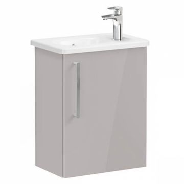 Unitate de baza lavoar baie, cu usi, 45cm, compact, cu dreapta orificiu pentru baterie, inalt gloss sahara beige, cu rounded lavoar   chiuveta baie dreapta   66333