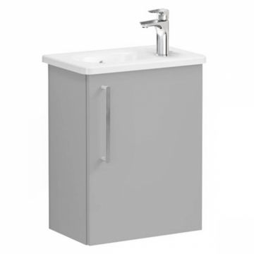 Unitate de baza lavoar baie, cu usi, 45cm, compact, cu dreapta orificiu pentru baterie, mat rock grey, cu rounded lavoar   chiuveta baie dreapta   68070