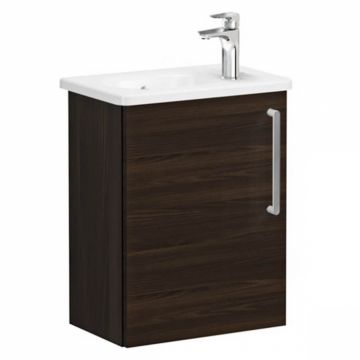 Unitate de baza lavoar baie, cu usi, 45cm, compact, cu dreapta orificiu pentru baterie, walnut, cu rounded lavoar   chiuveta baie stanga   66337