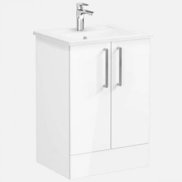 Unitate de baza lavoar baie, cu usi 60cm pe pardoseala, inalt gloss alb, cu angular lavoar   chiuveta baie   66378