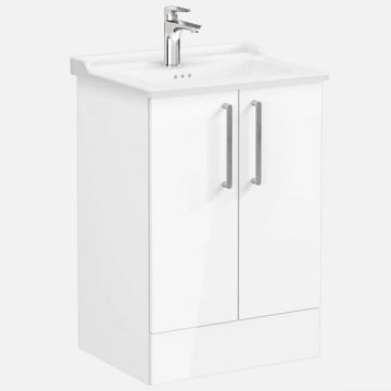 Unitate de baza lavoar baie, cu usi 60cm pe pardoseala, inalt gloss alb, cu classical lavoar   chiuveta baie   68192