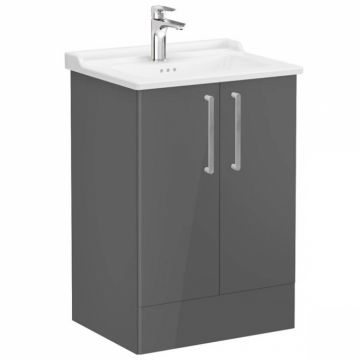 Unitate de baza lavoar baie, cu usi 60cm pe pardoseala, inalt gloss anthracite, cu classical lavoar   chiuveta baie   68194