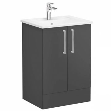 Unitate de baza lavoar baie, cu usi 60cm pe pardoseala, mat storm grey, cu angular lavoar   chiuveta baie   68185